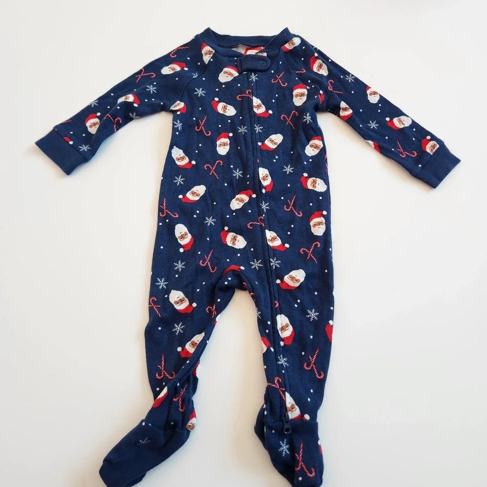 Baby Sleep N Play Pajamas Christmas‎ Santa Candy Cane Snowflake 3M-6M NWT